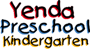 Children's handwriting that spells "Yenda Preschool Kindergarten"